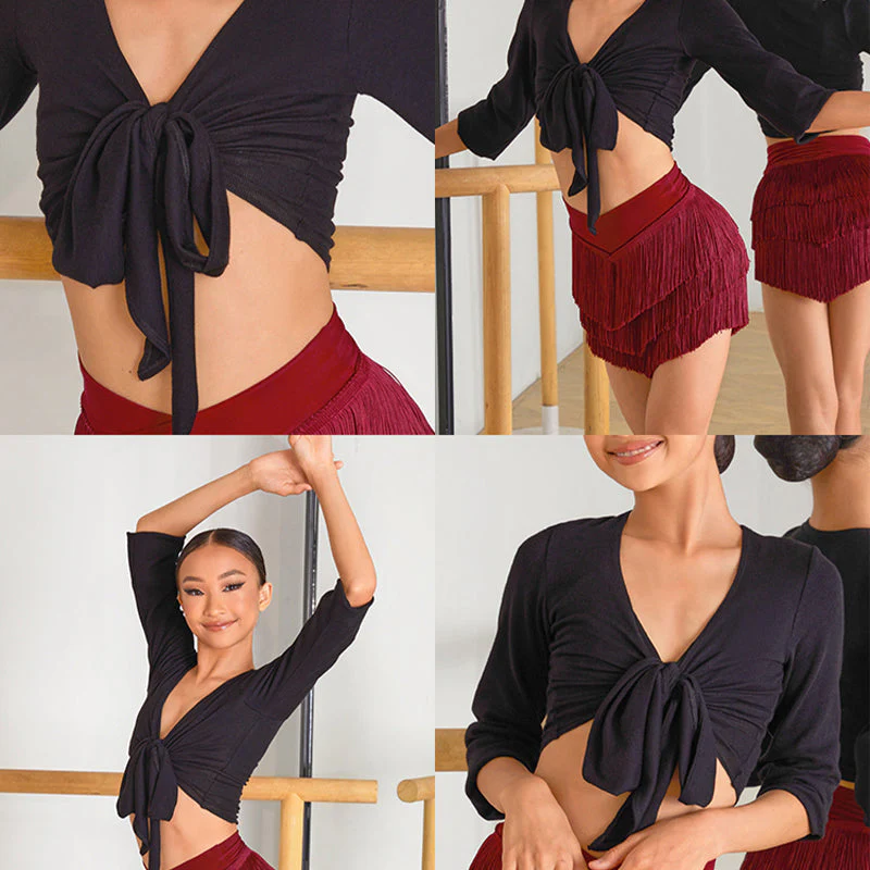 Girls Black Dance Practice Top Dancewear - Image 5