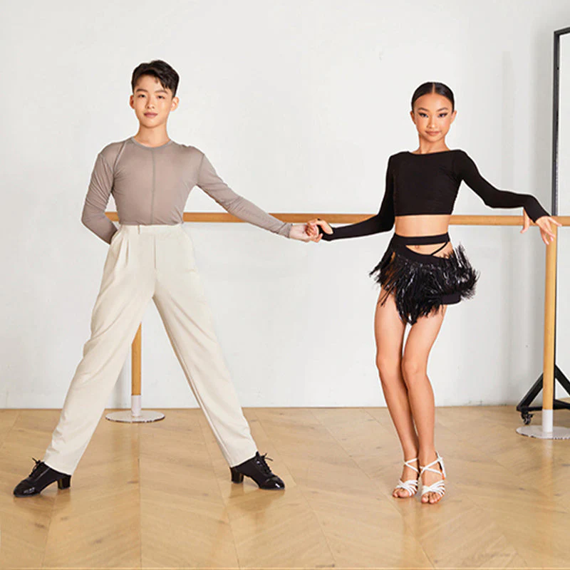 Girls Black Long-sleeved Dance Practice Tops Dancewear - Image 8