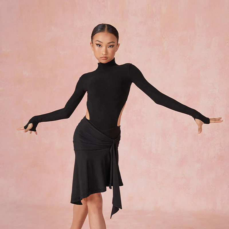 Girls Long Sleeve Latin Dance Bodysuit Dance Wear - Image 12