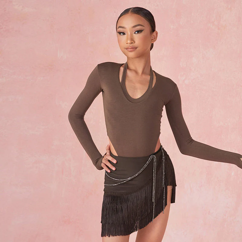 Girls Long Sleeve Latin Dance Bodysuit Dance Wear - Image 3