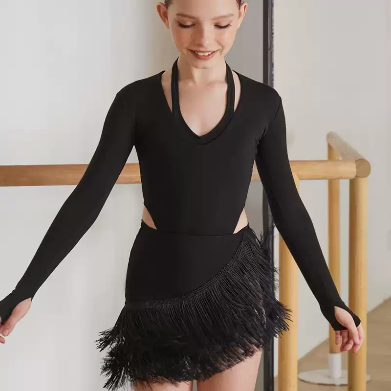 Girls Long Sleeve Latin Dance Bodysuit Dance Wear - Image 6
