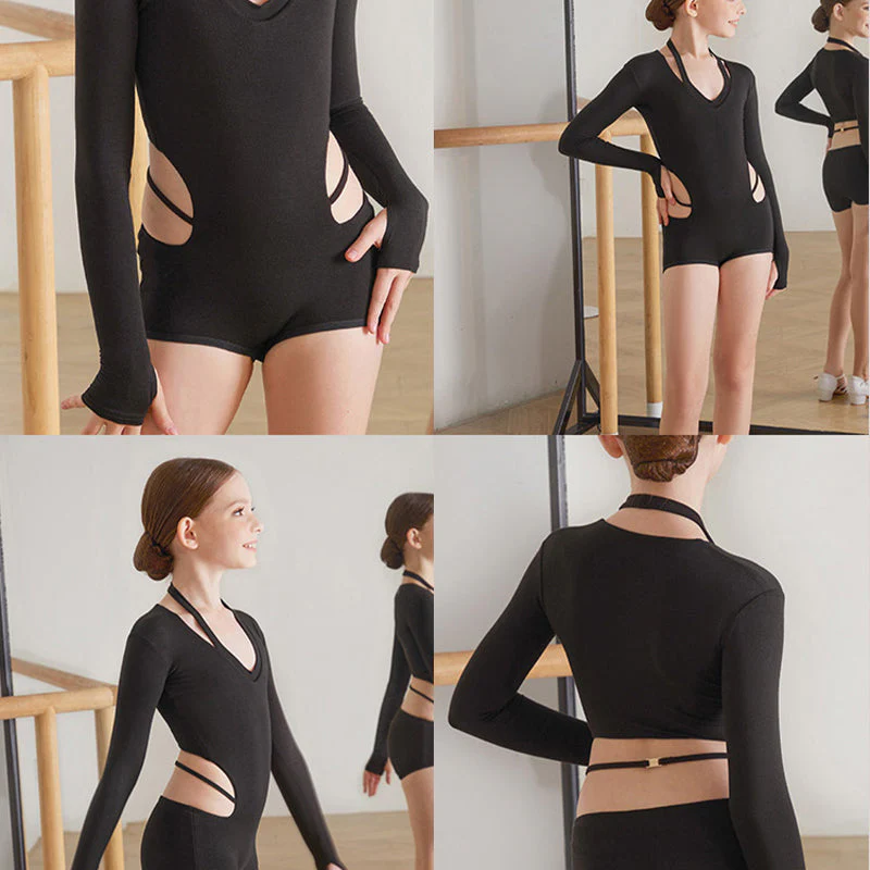 Girls Long Sleeve Latin Dance Bodysuit Dance Wear - Image 9