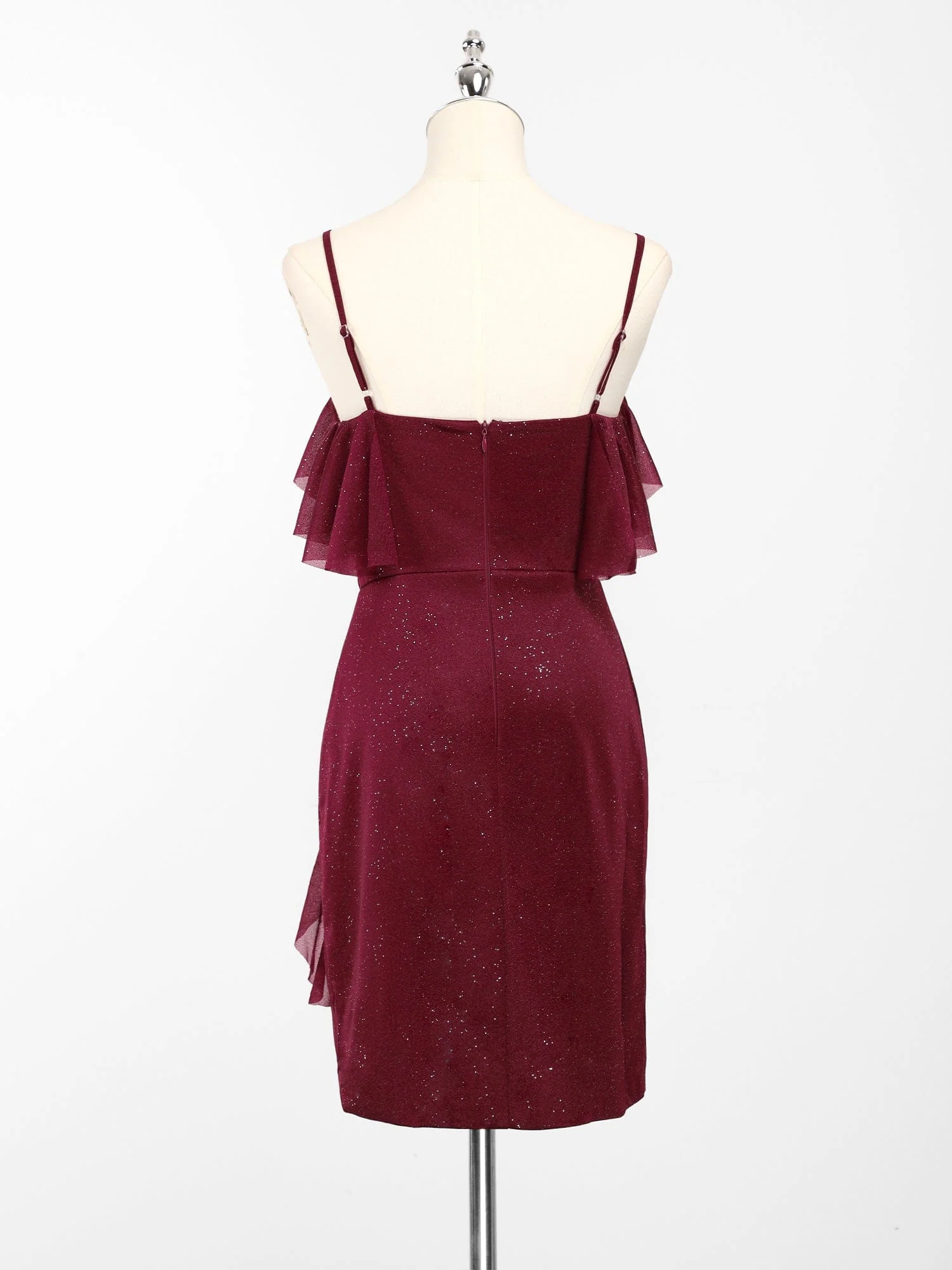 Glitter A-Line Pleated Spaghetti Strap Short Homecoming Dress - Image 8