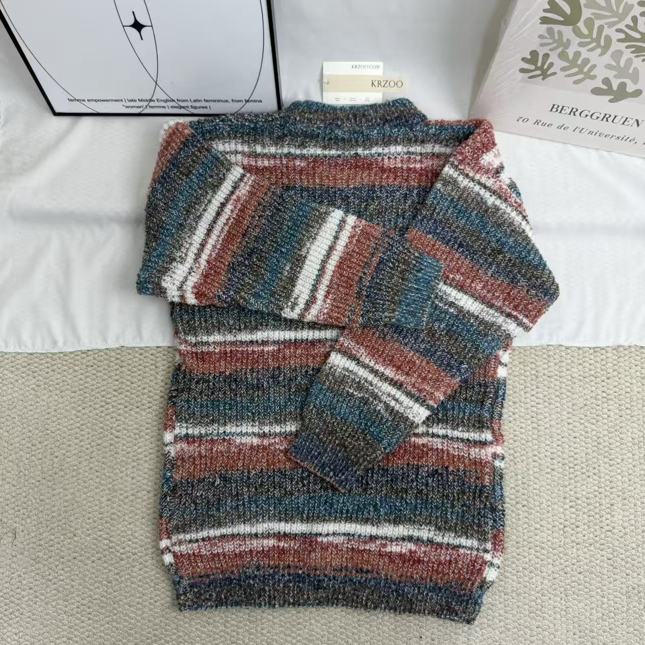 Gradient-Striped Crew-Neck Knit Sweater - Image 2