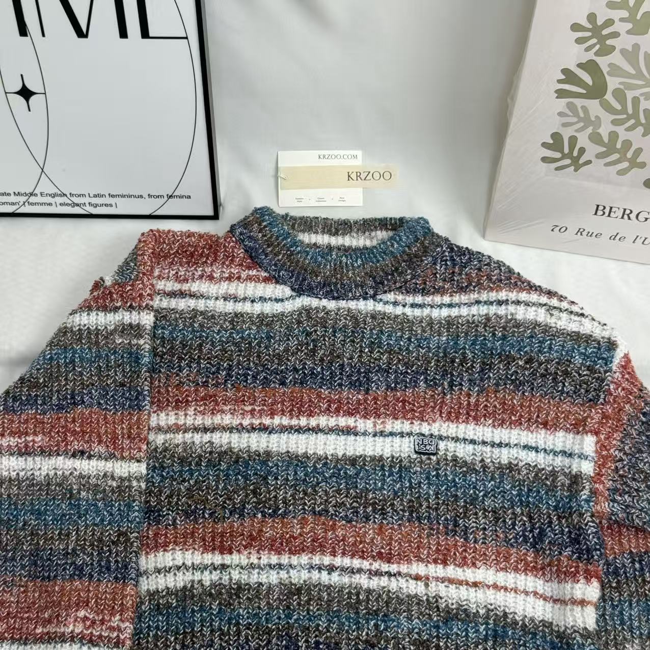Gradient-Striped Crew-Neck Knit Sweater - Image 3