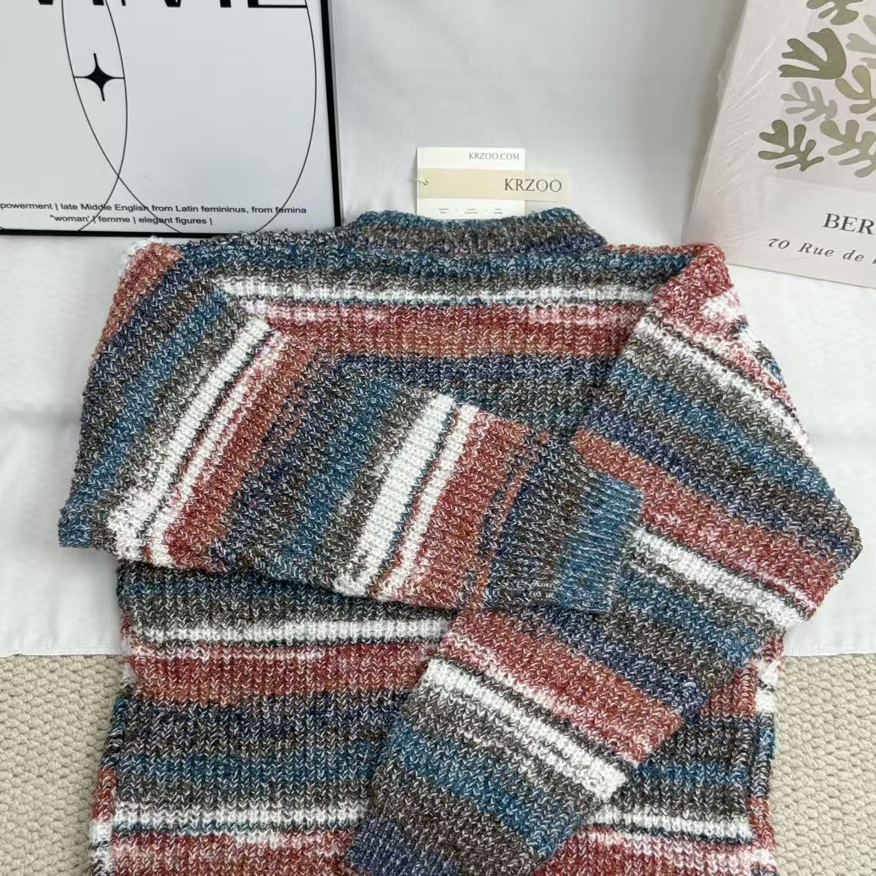 Gradient-Striped Crew-Neck Knit Sweater - Image 4