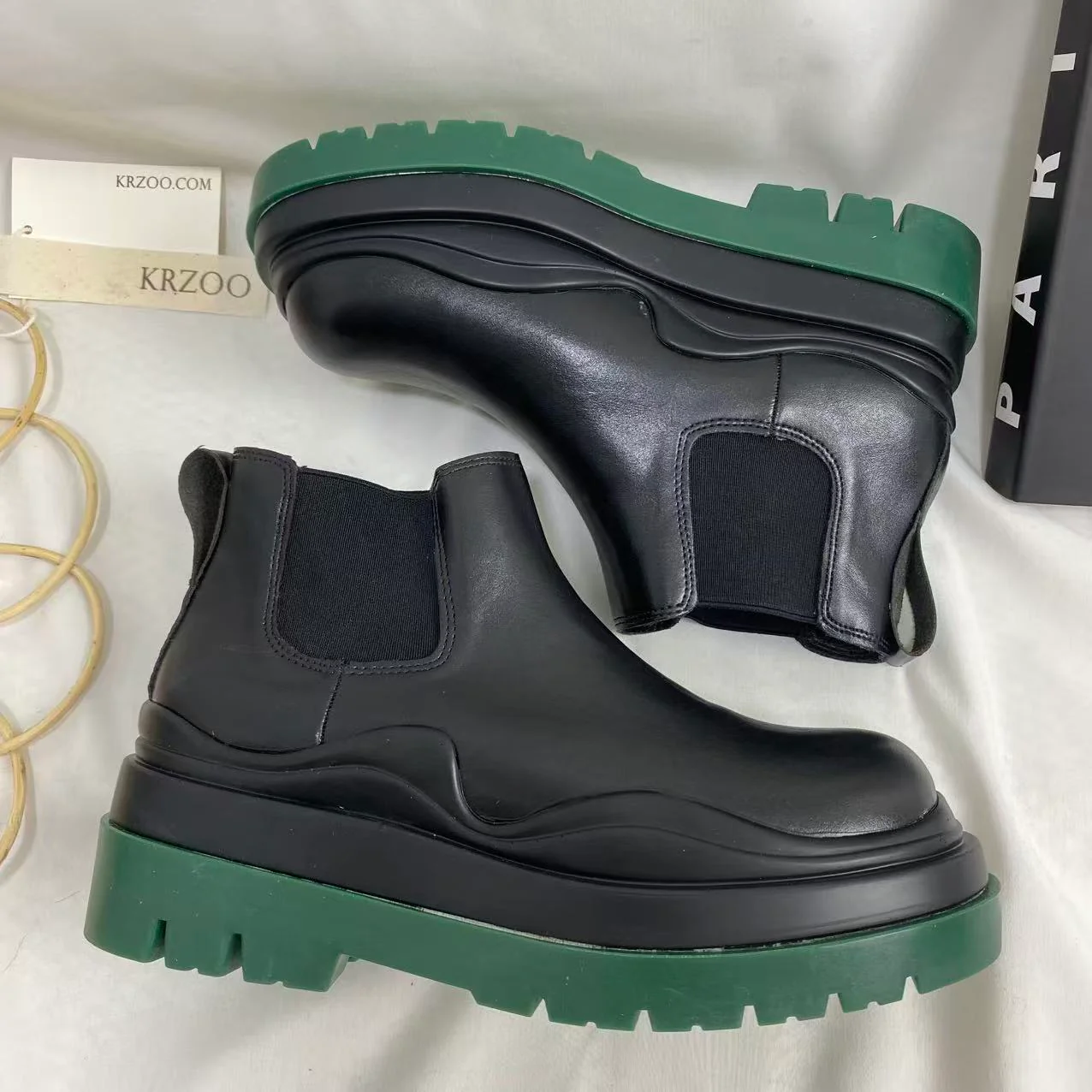 Green-Soled Platform Ankle Boots - Image 4