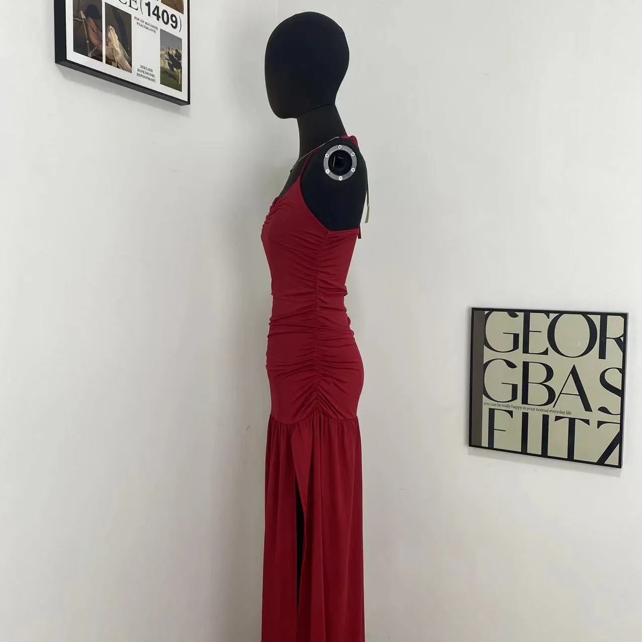 Halter-Neck Dress With Side Slit - Image 3