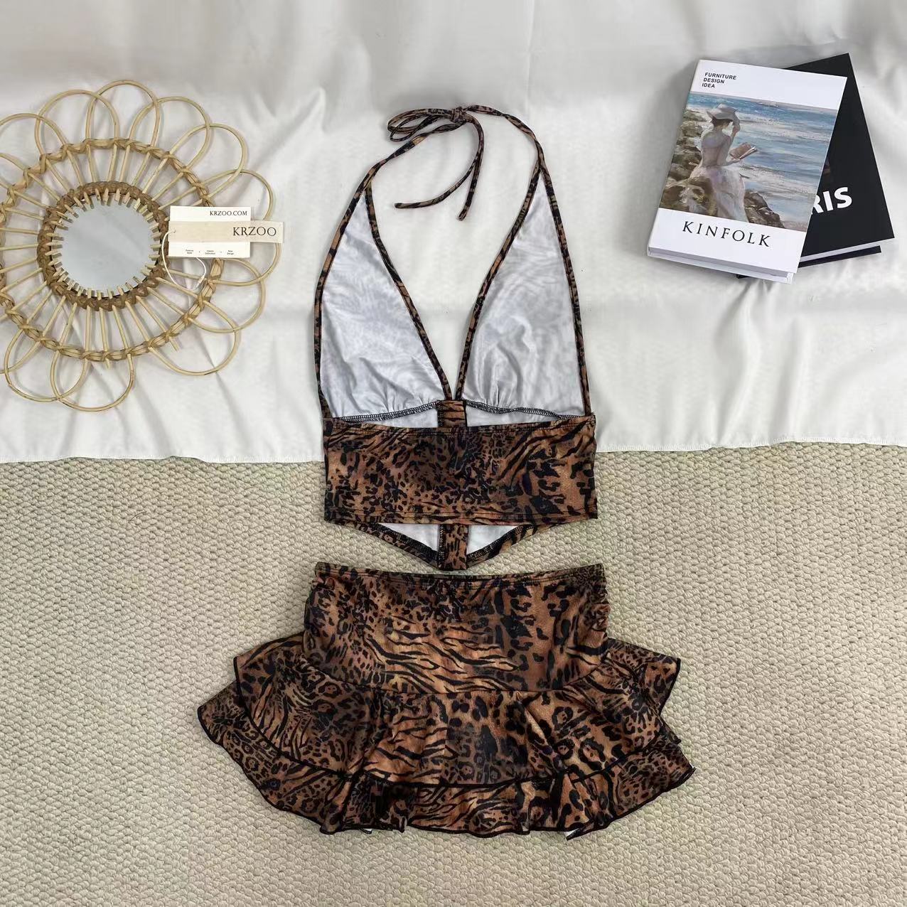 Halter-Neck Leopard Print Dress - Image 2