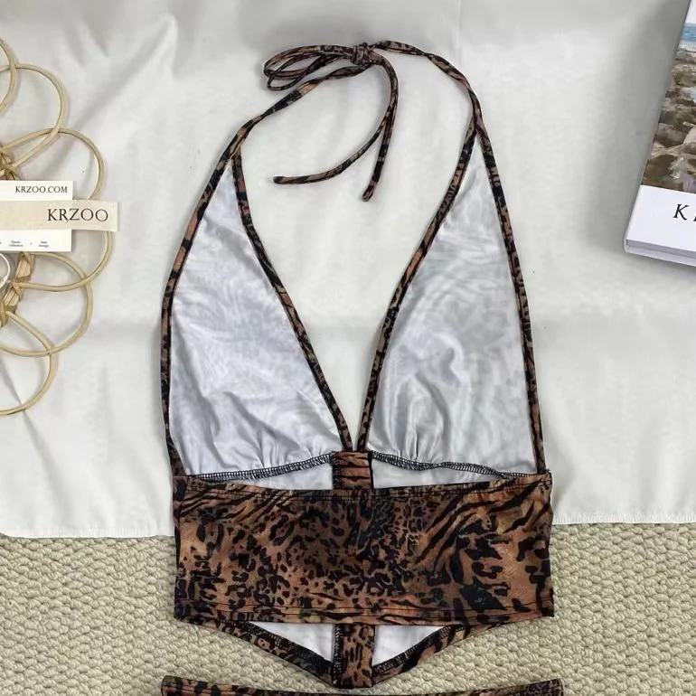 Halter-Neck Leopard Print Dress - Image 3