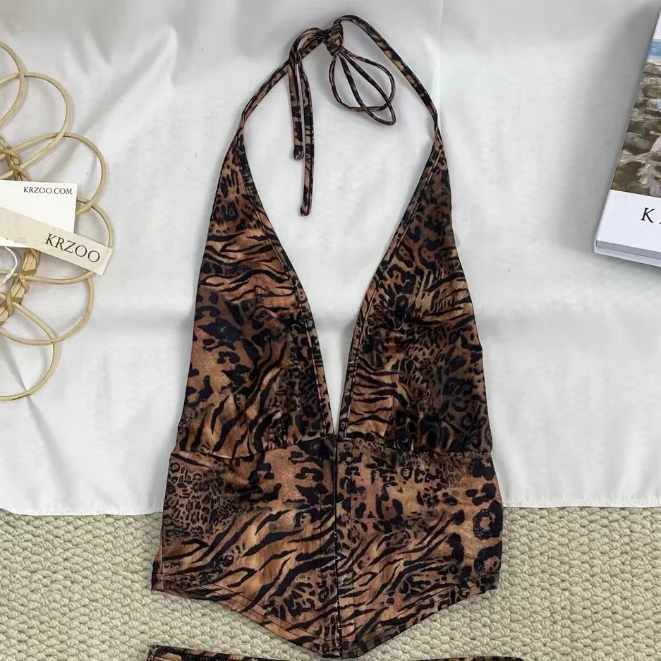 Halter-Neck Leopard Print Dress - Image 4