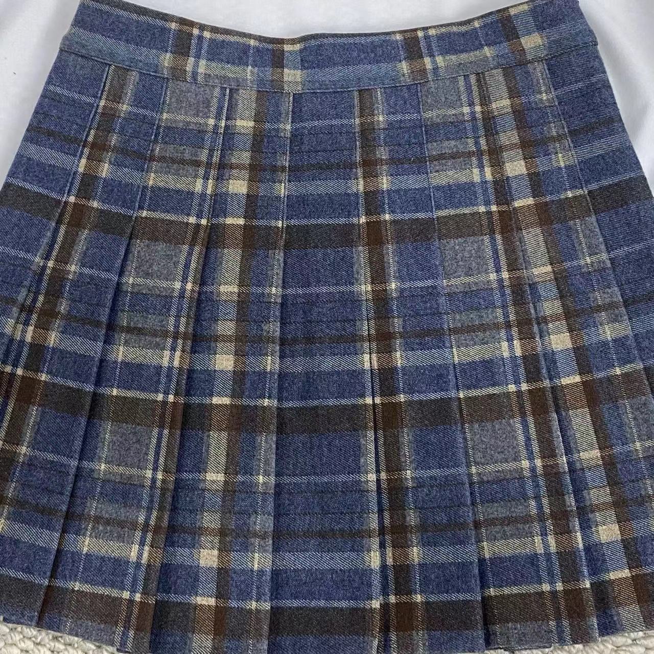 High-Waisted Blue Plaid Skirt - Image 3