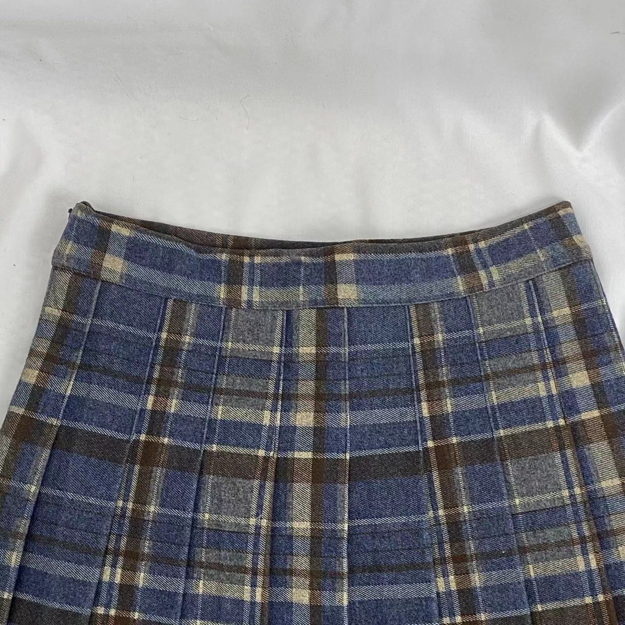 High-Waisted Blue Plaid Skirt - Image 4