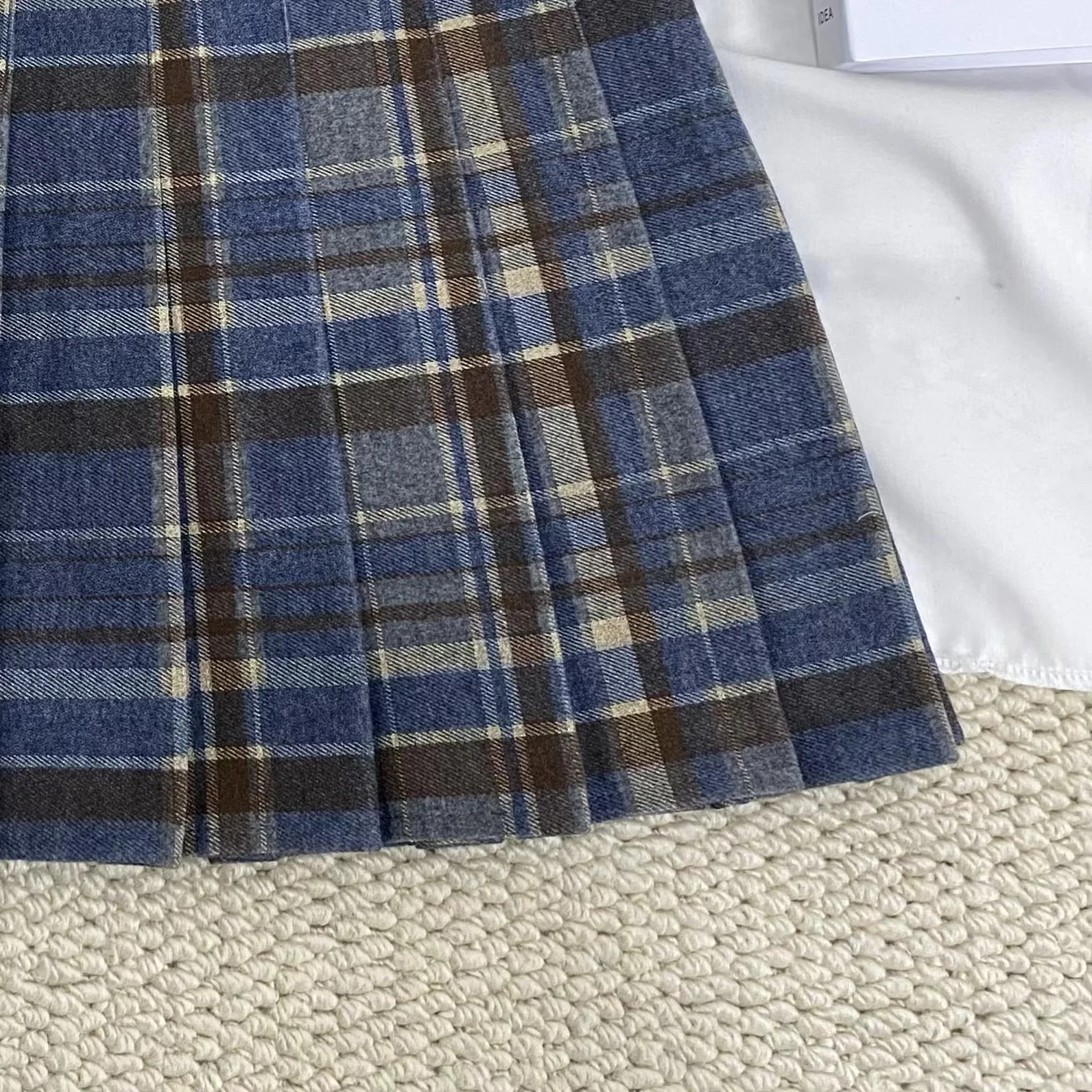 High-Waisted Blue Plaid Skirt - Image 5