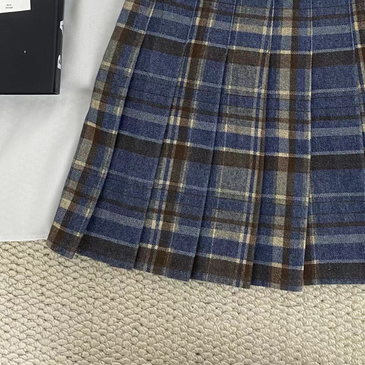 High-Waisted Blue Plaid Skirt - Image 6