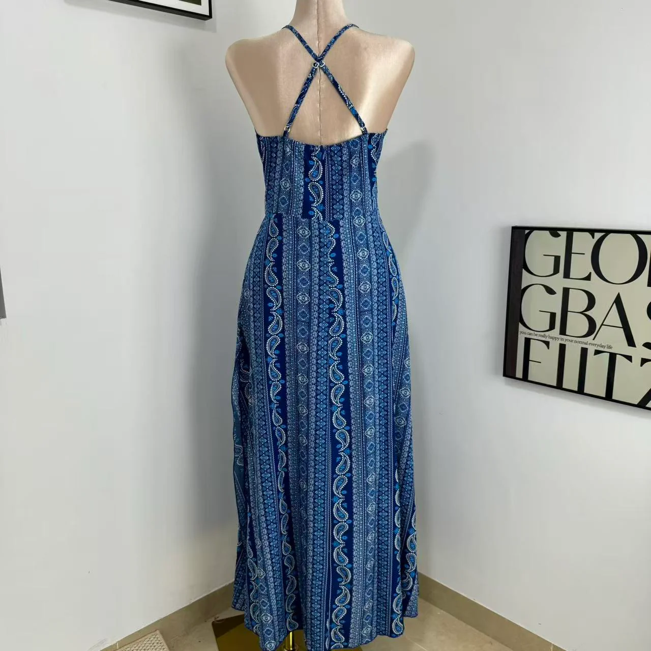 High-Waisted Printed Beach Dress - Image 3
