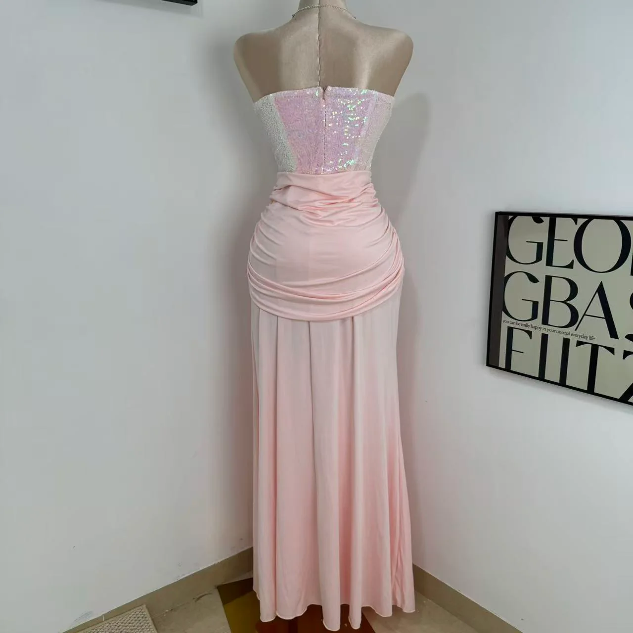 High-Waisted Slim-Fit Lace-Up Dress - Image 3