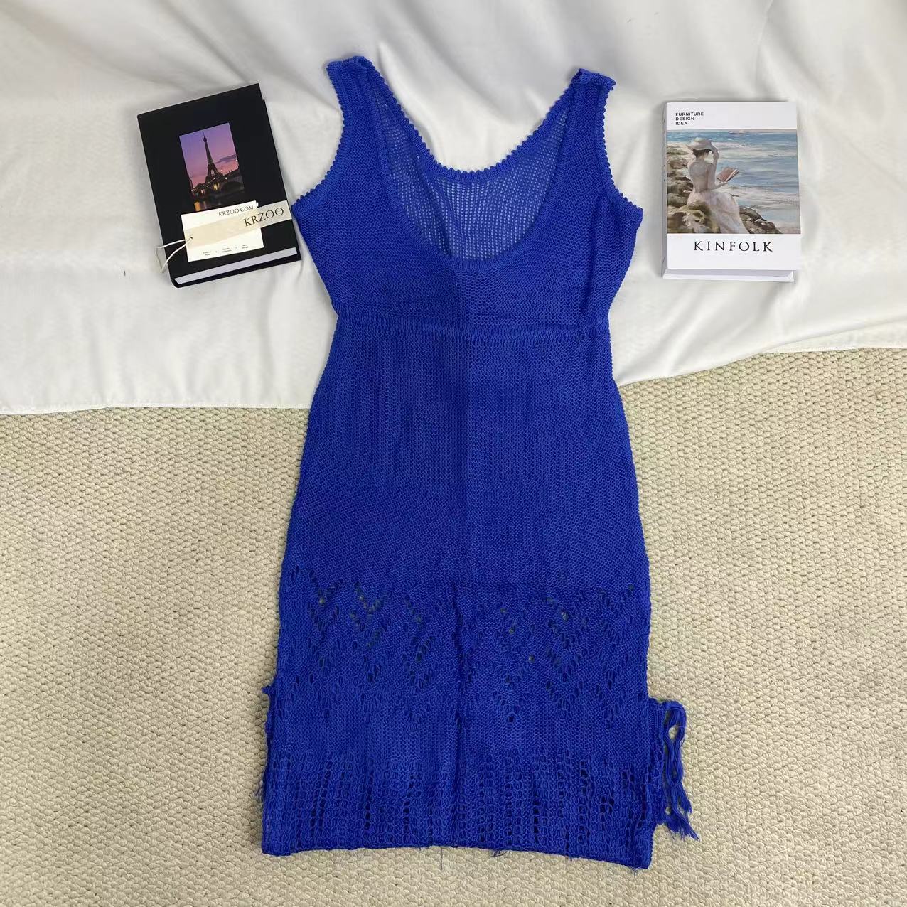Hollow-Out Lace-Up Tassel Long Dress - Image 2