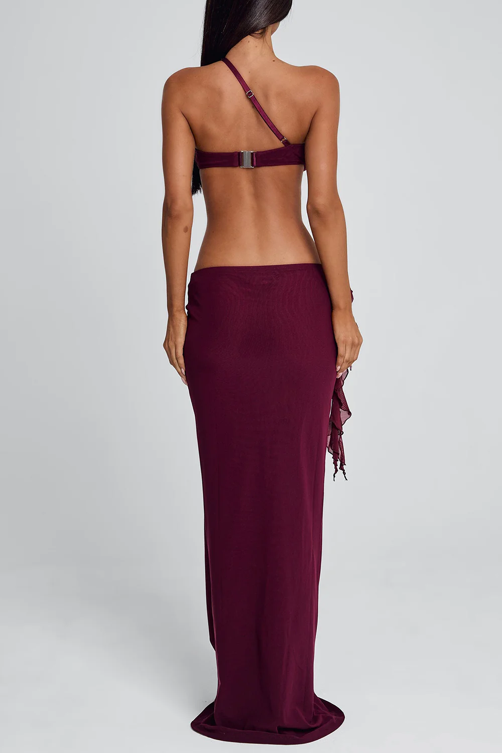 Irregular Halter Cut Out Sash Backless Party Maxi Dresses-Red Pre Order - Image 3