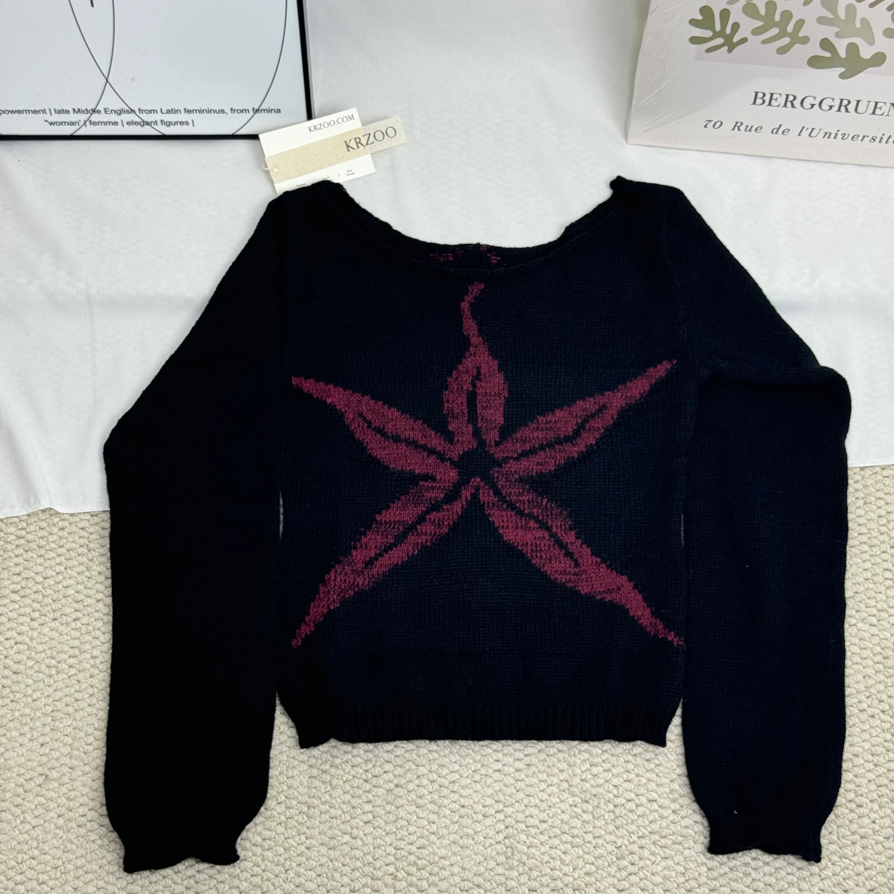 Jacquard Knit Crewneck Sweater