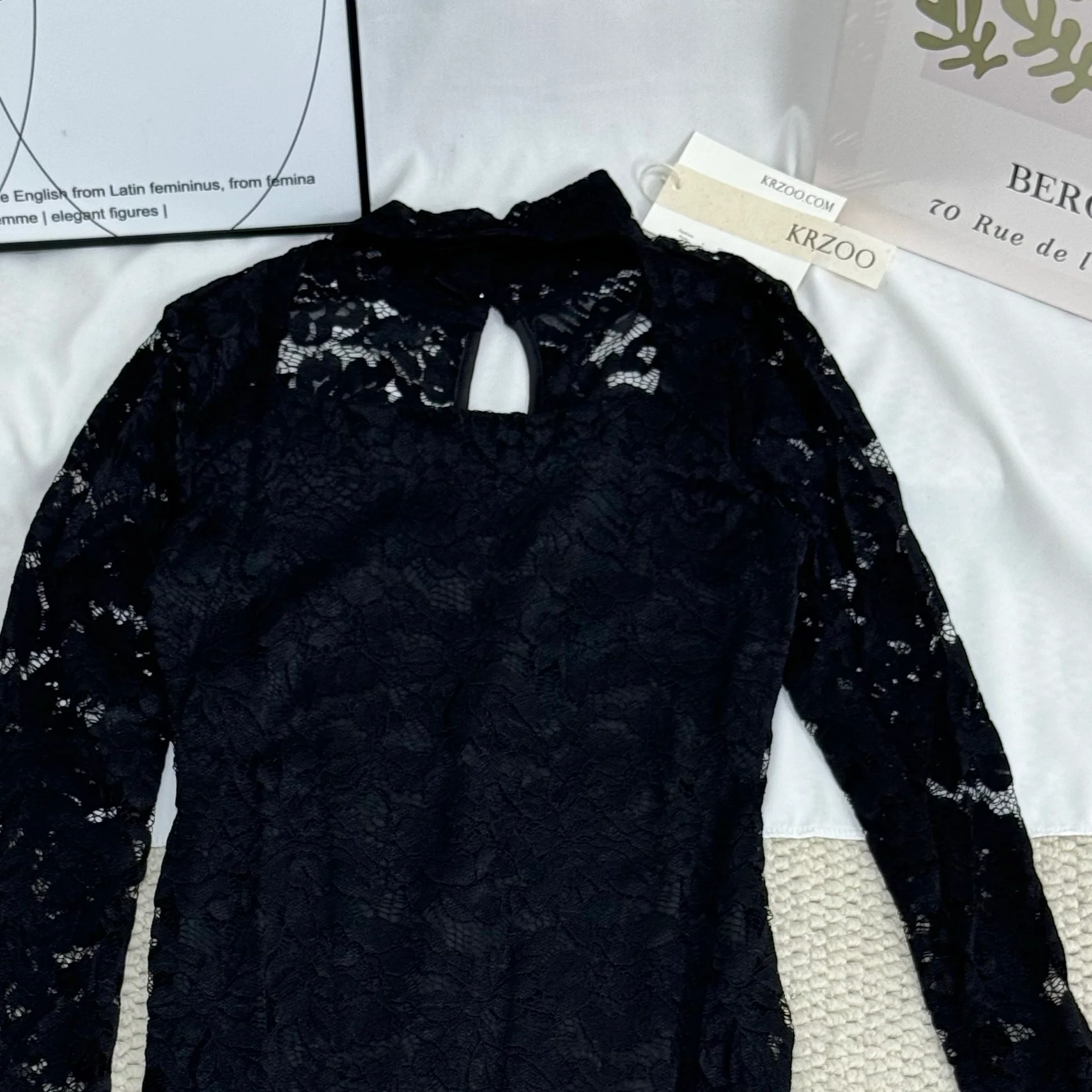 Lace Jumpsuit With Slit Flared Sleeves - Image 4