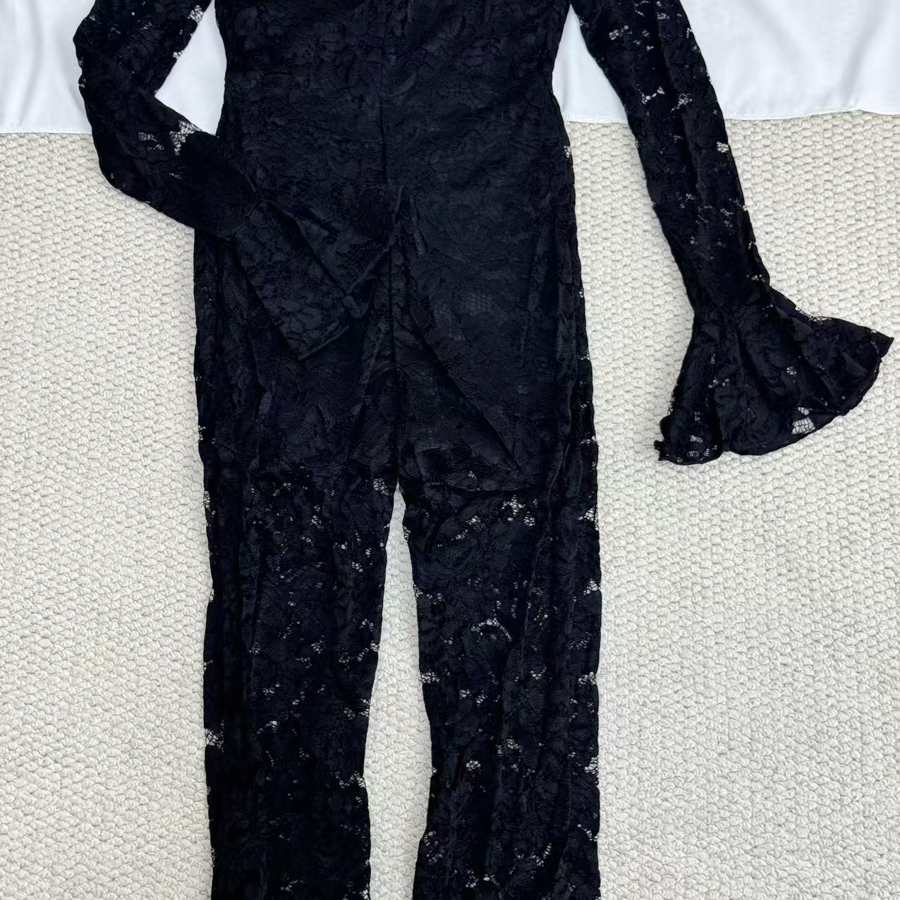 Lace Jumpsuit With Slit Flared Sleeves - Image 5