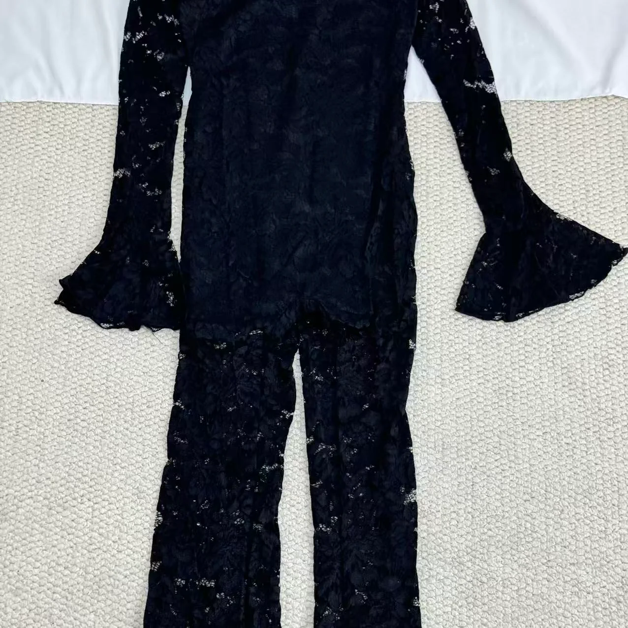 Lace Jumpsuit With Slit Flared Sleeves - Image 6