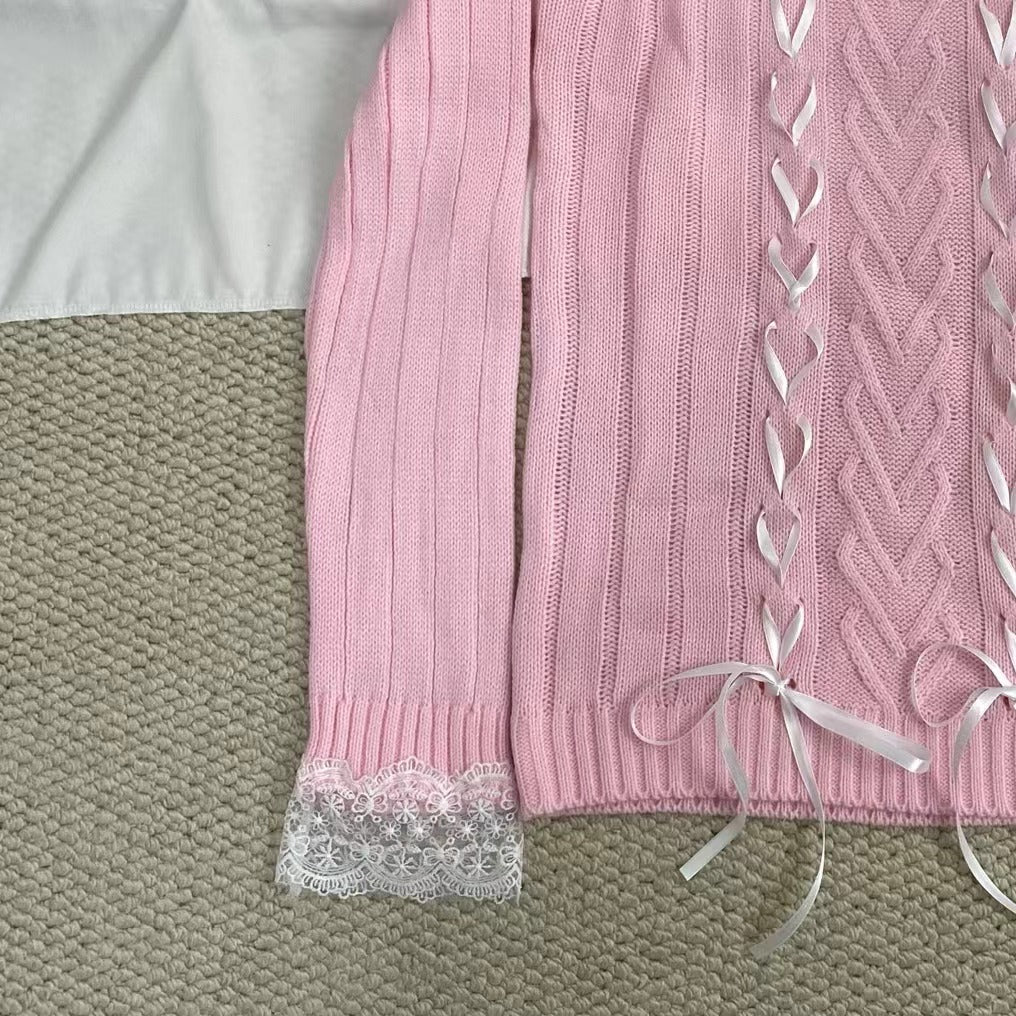 Lace-Trimmed Off-The-Shoulder Sweater - Image 6