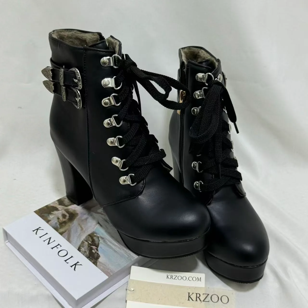 Lace-up Chunky-Heel Ankle Boots
