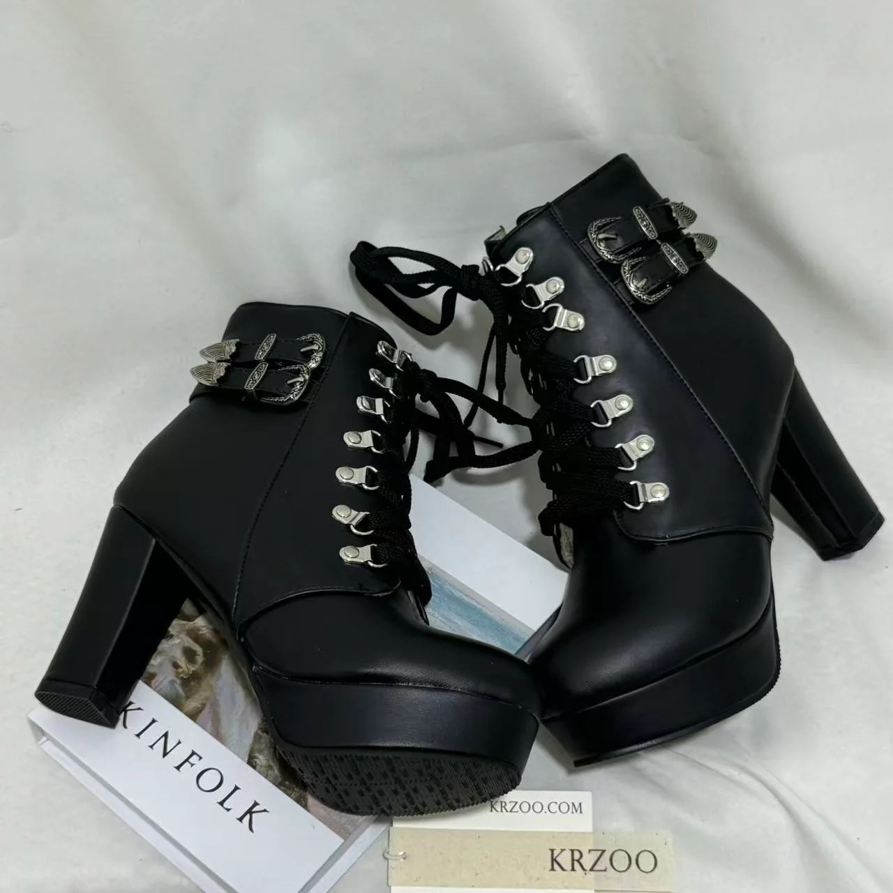 Lace-up Chunky-Heel Ankle Boots - Image 2
