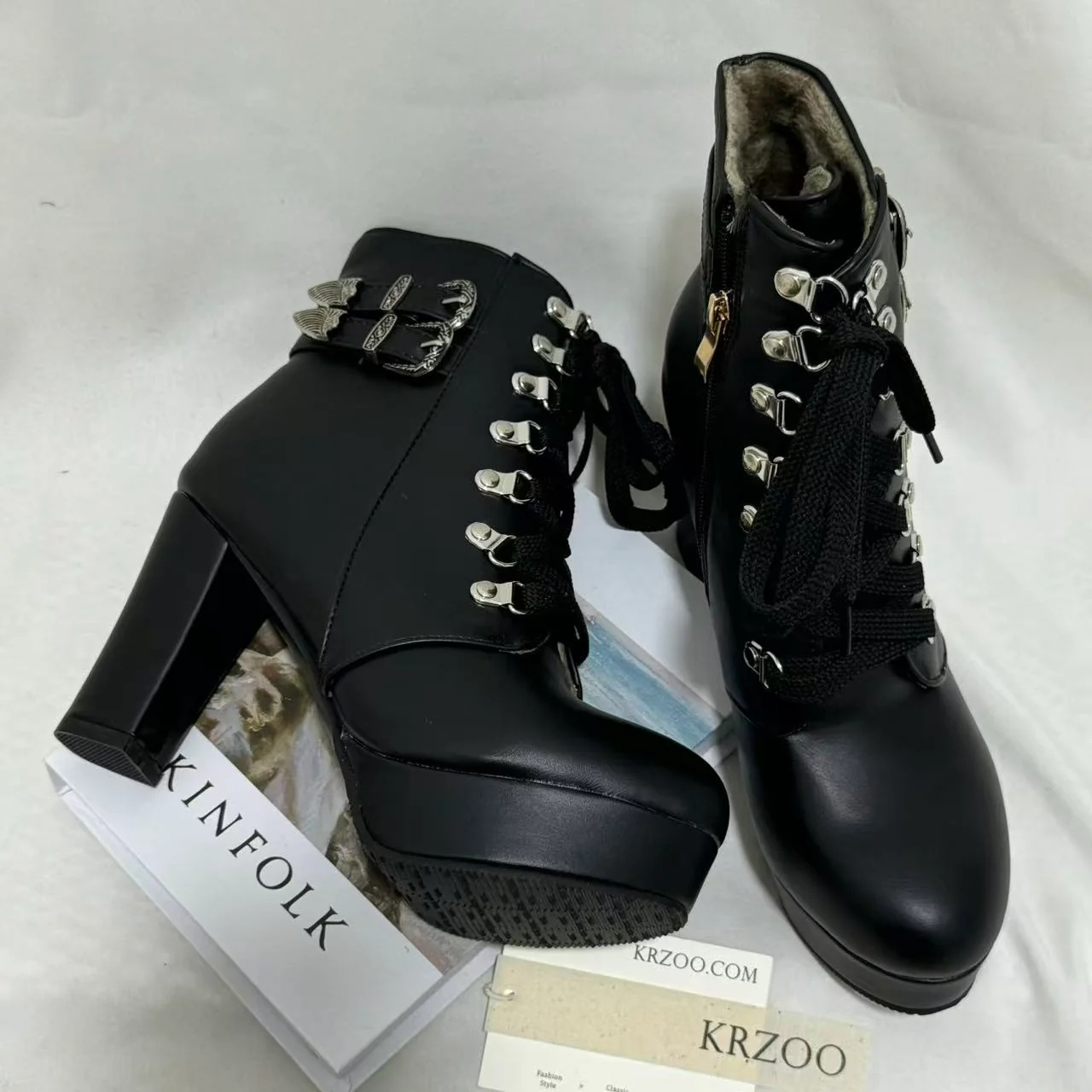 Lace-up Chunky-Heel Ankle Boots - Image 3