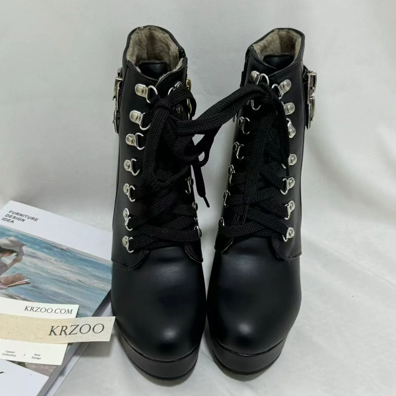 Lace-up Chunky-Heel Ankle Boots - Image 4