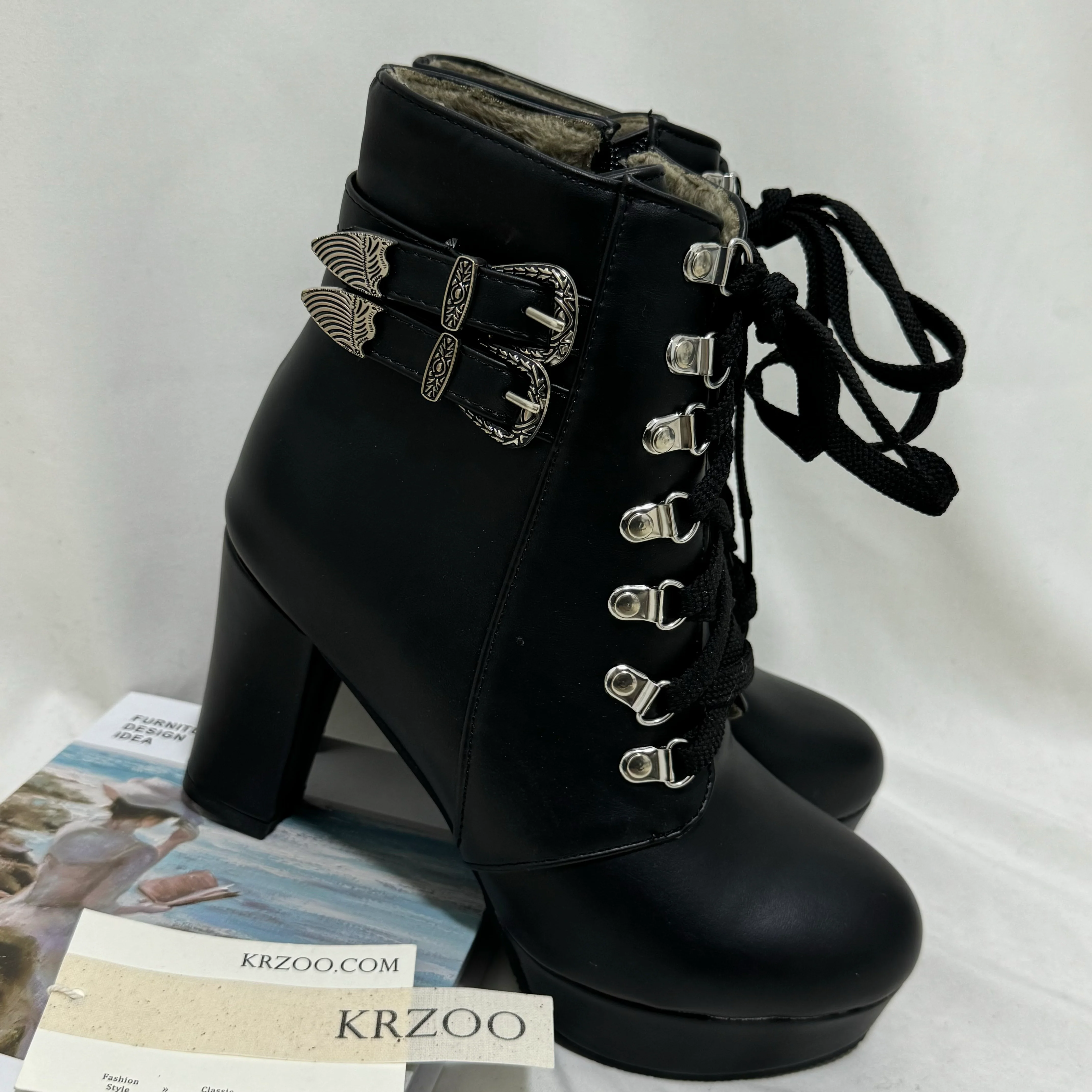 Lace-up Chunky-Heel Ankle Boots - Image 5