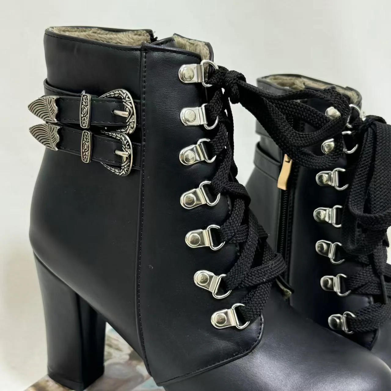 Lace-up Chunky-Heel Ankle Boots - Image 6