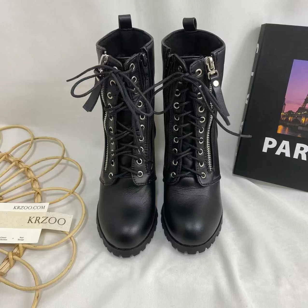 Lace-Up Round-Toe Combat Boots - Image 4