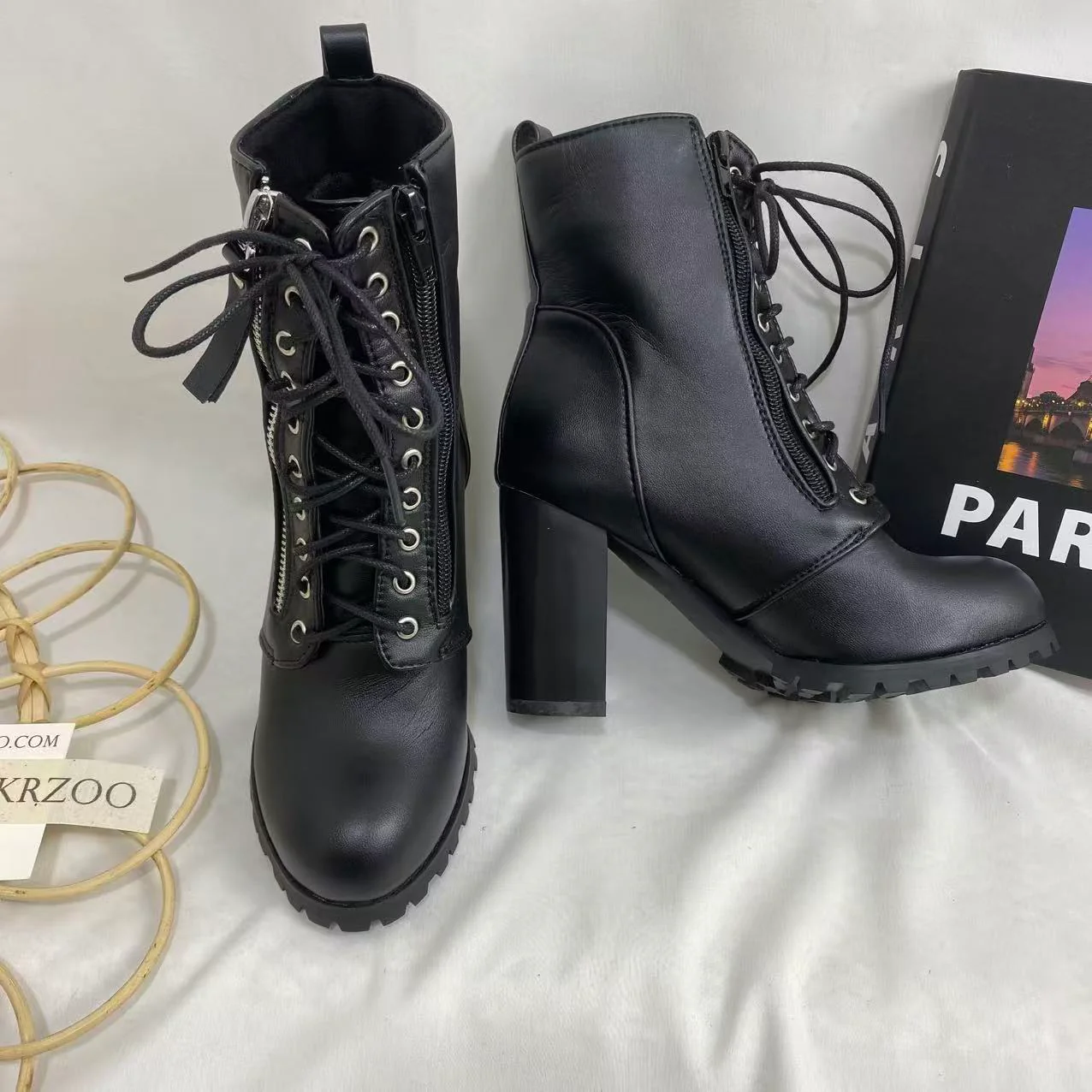 Lace-Up Round-Toe Combat Boots - Image 5