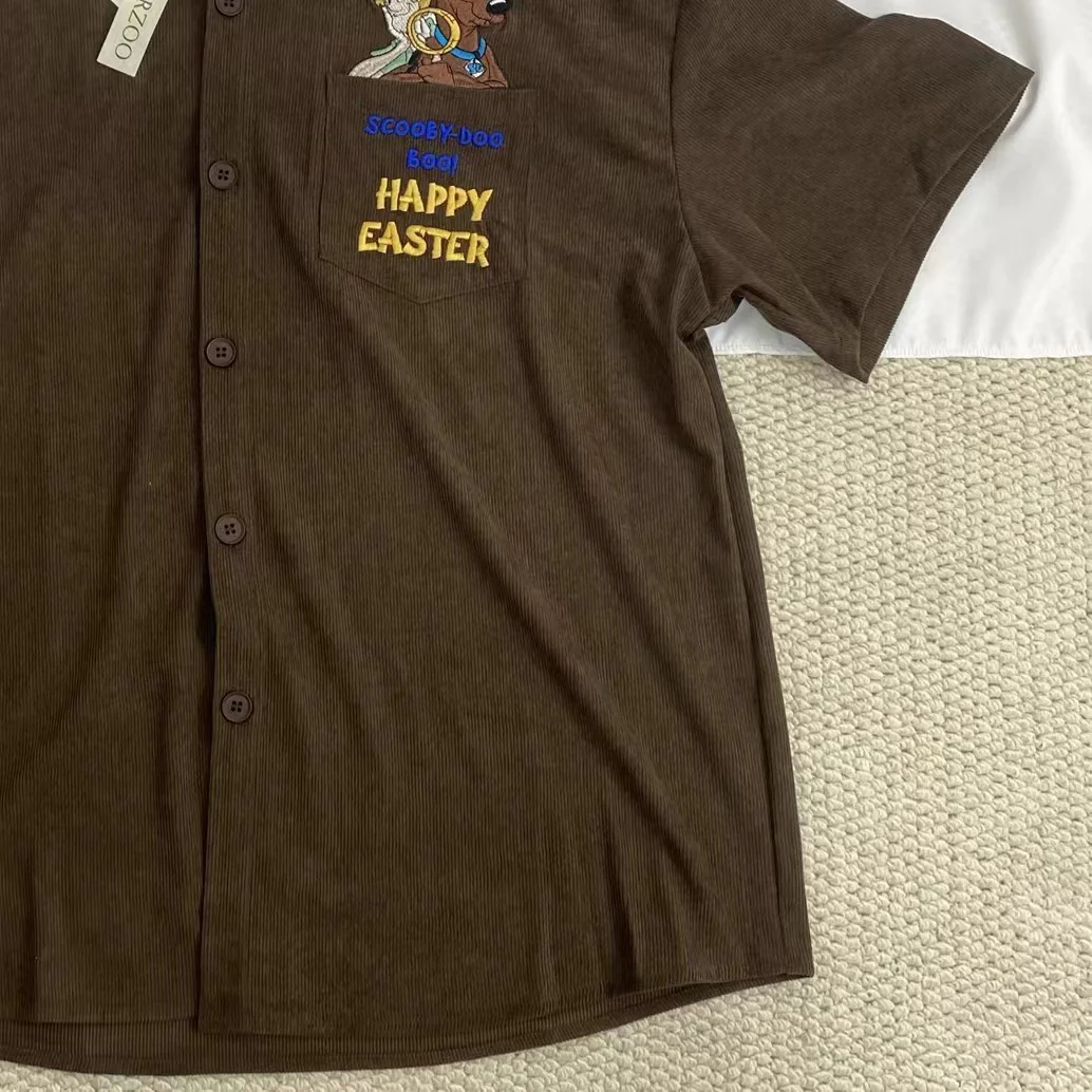 Letter Embroidered Corduroy Shirt - Image 5