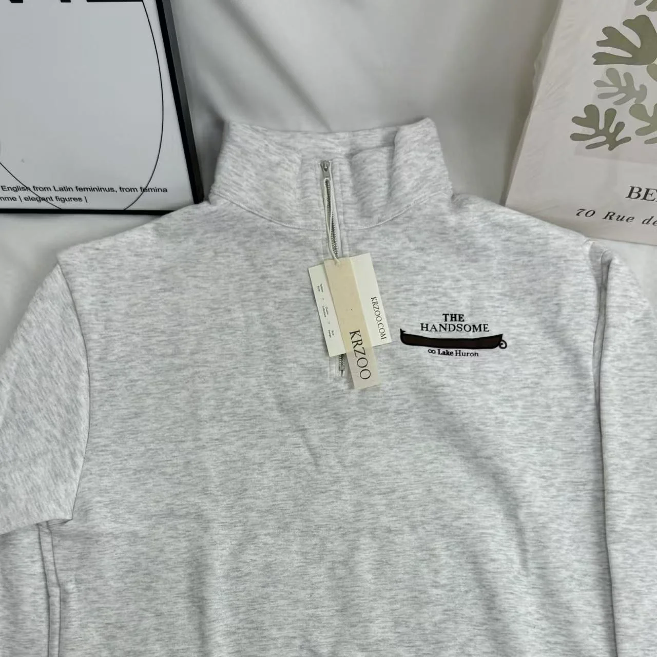 Letter-Print Sweatshirt with Center-Front Zipper - Image 5