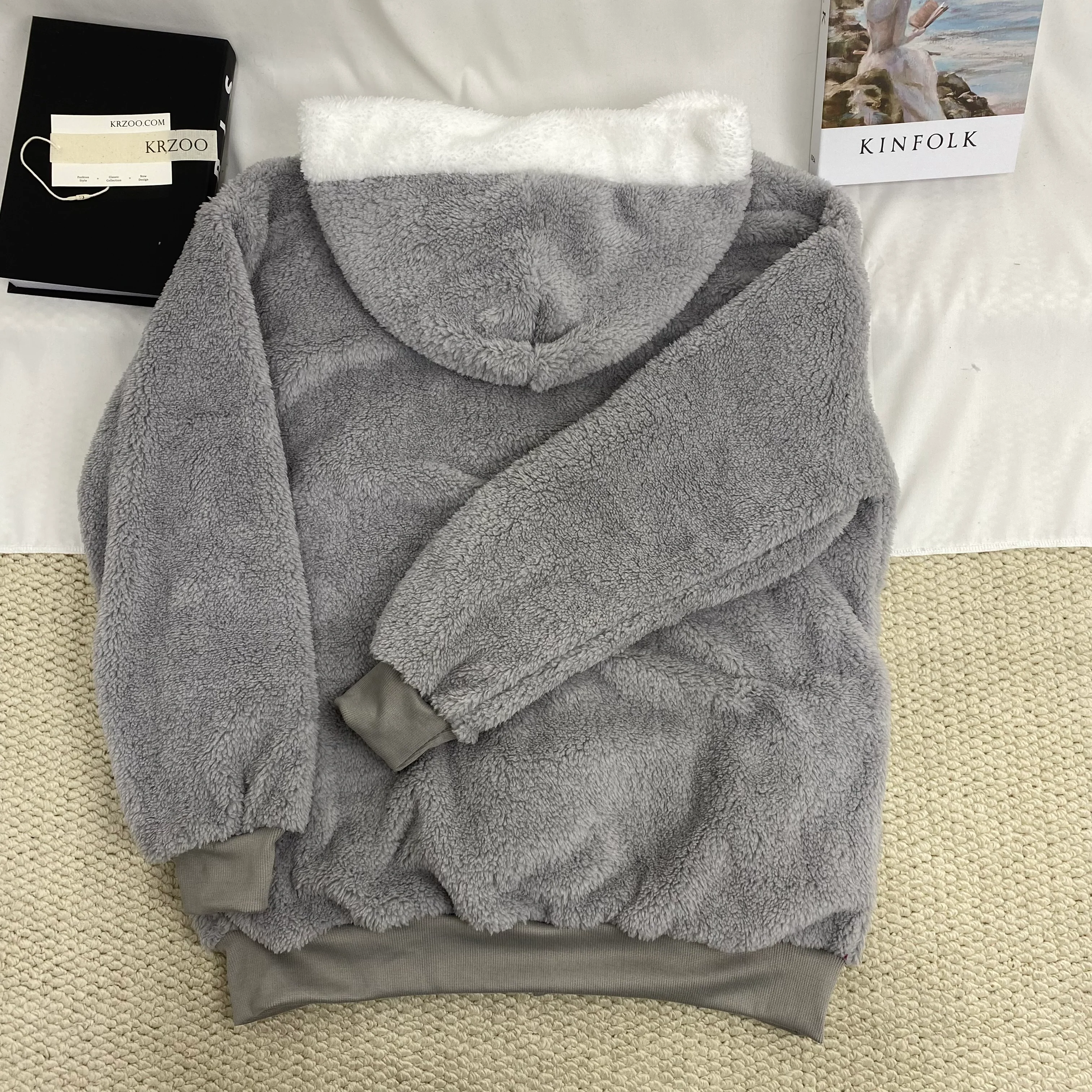 Loose-Fitting Plush Zip-Up Jacket - Image 2