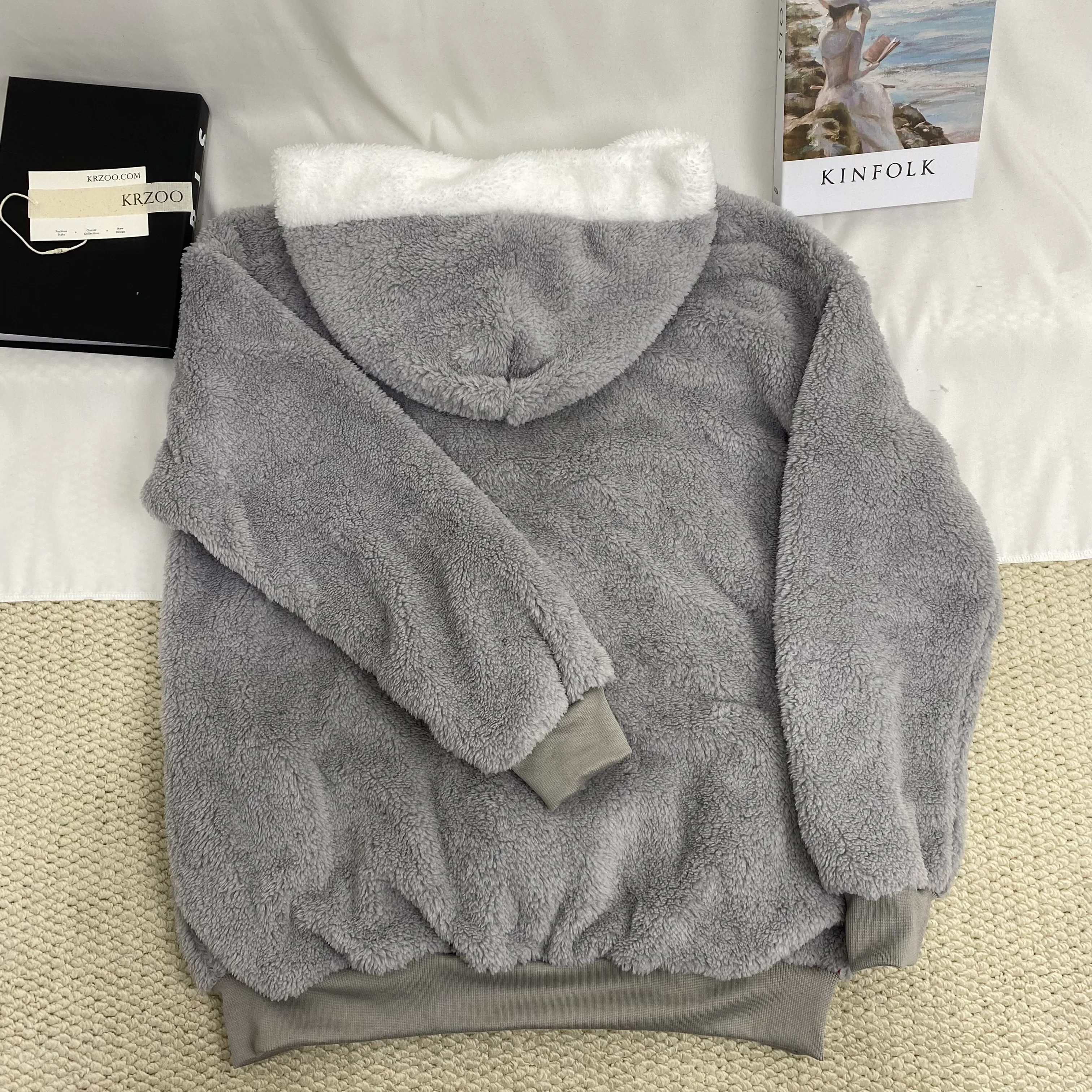 Loose-Fitting Plush Zip-Up Jacket - Image 3