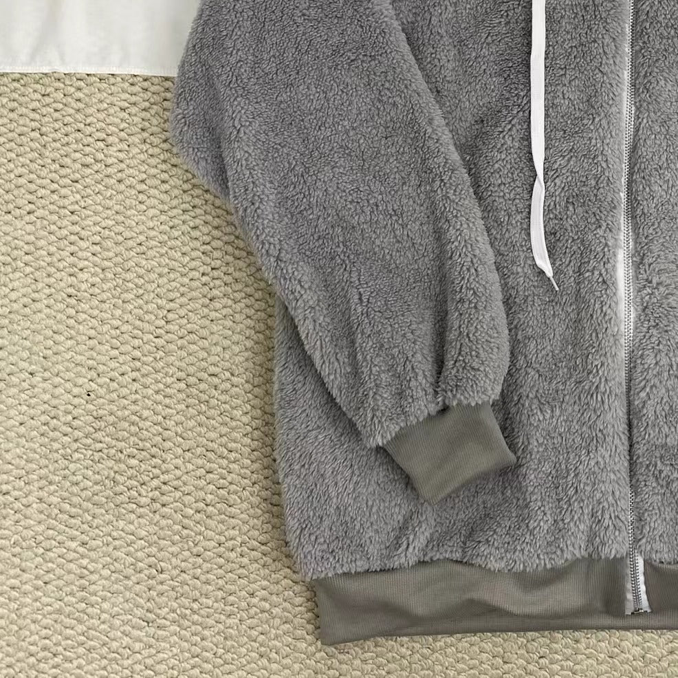 Loose-Fitting Plush Zip-Up Jacket - Image 4