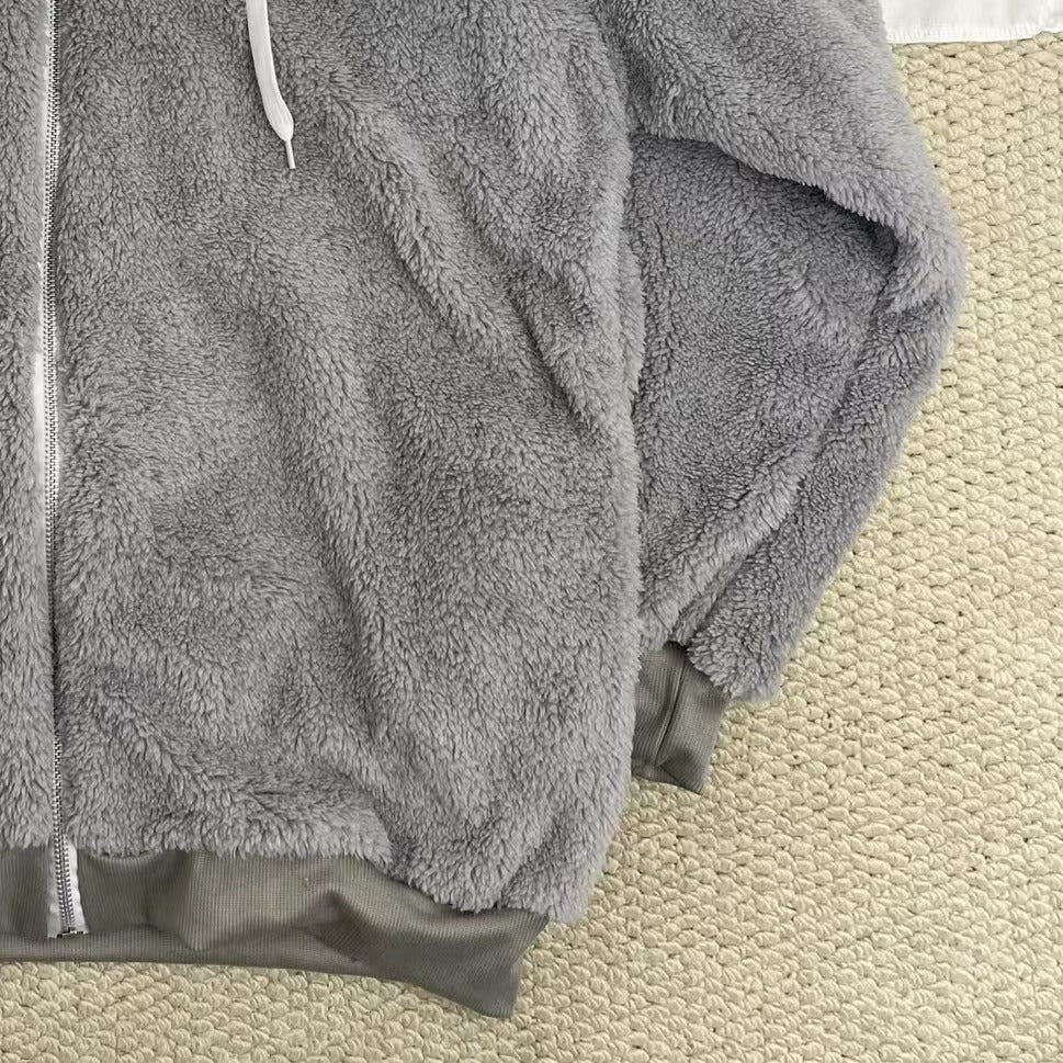 Loose-Fitting Plush Zip-Up Jacket - Image 5
