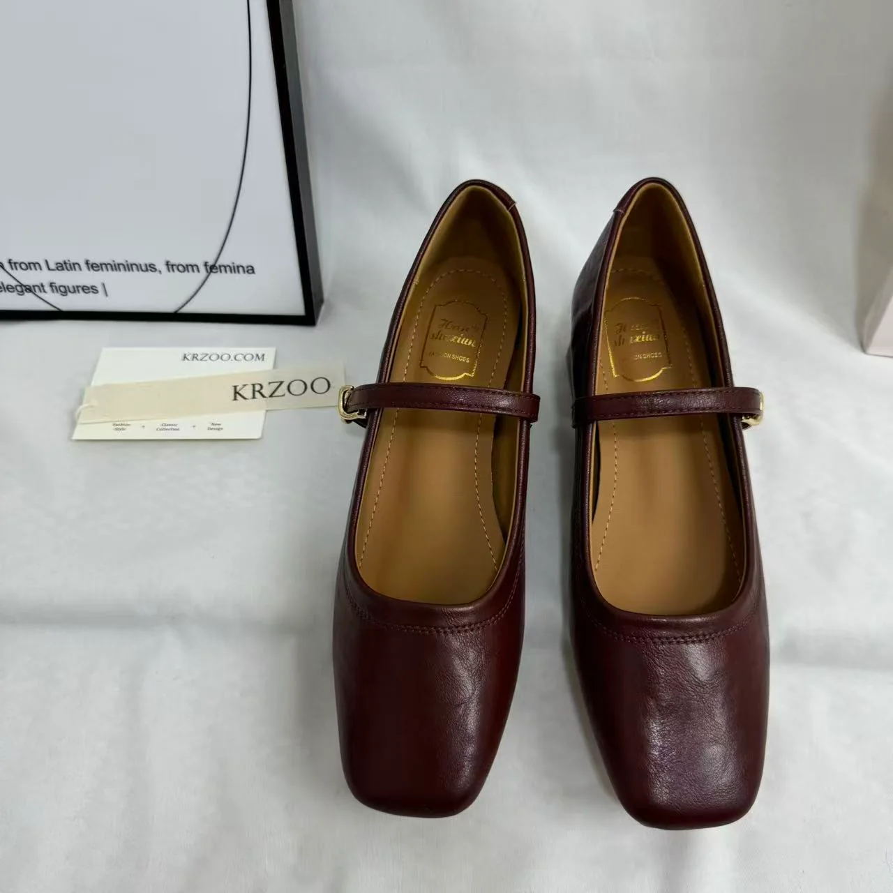 Low-Heel Square-Toe Low-Cut Flats - Image 2