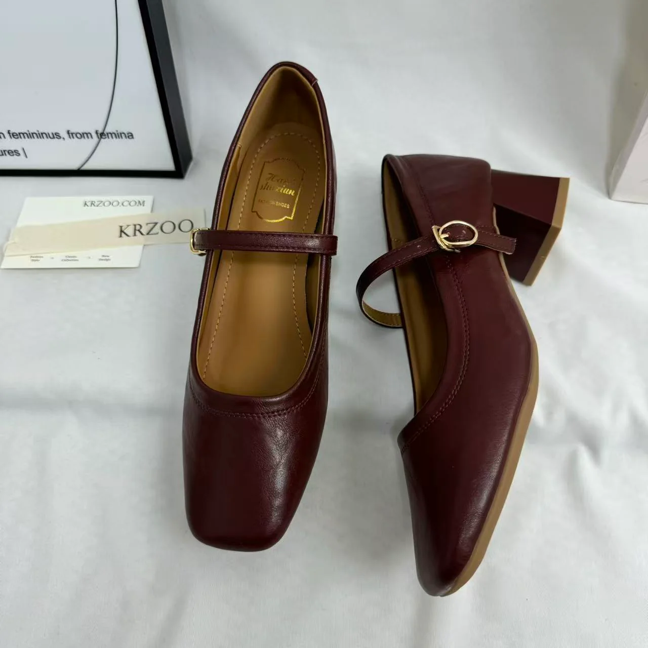 Low-Heel Square-Toe Low-Cut Flats - Image 4