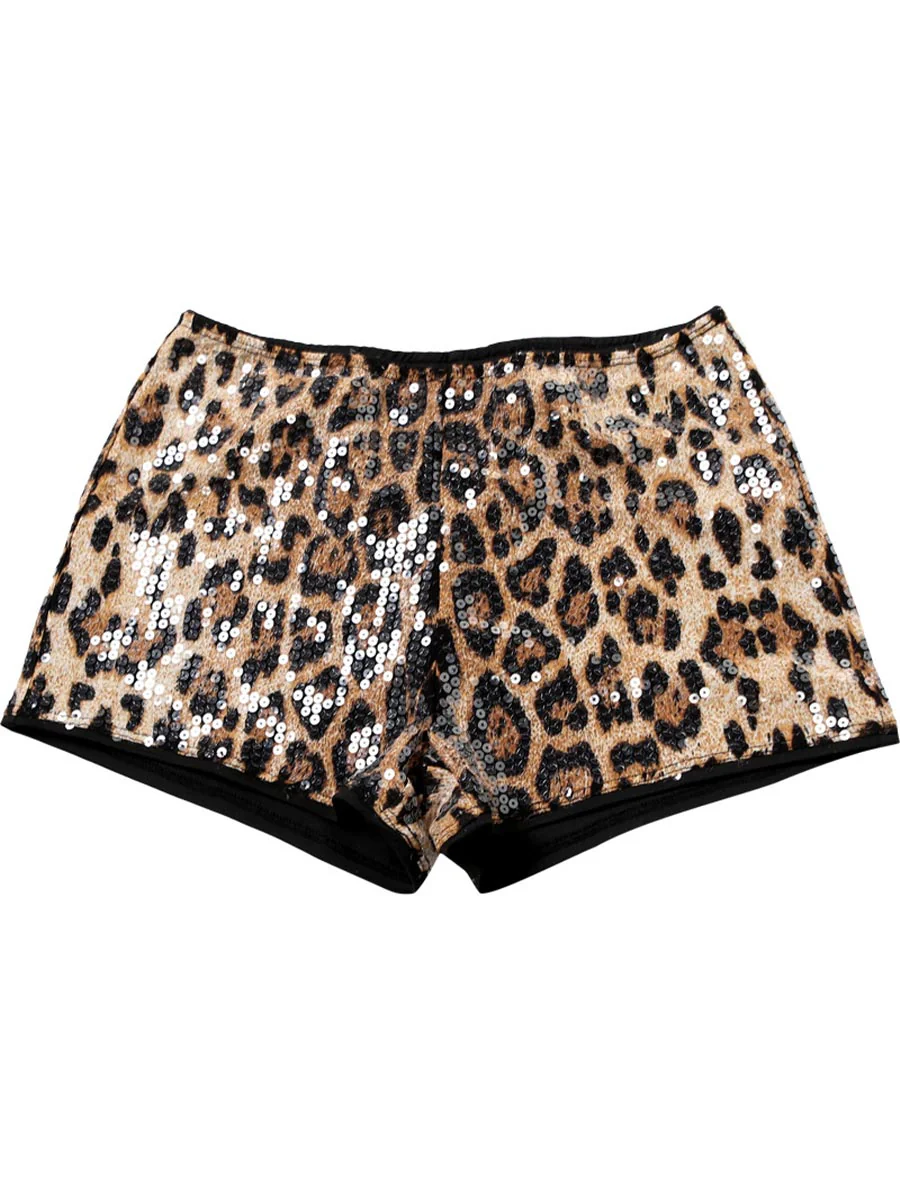 Low-Waisted Sexy Sequin Leopard Print Shorts - Image 7