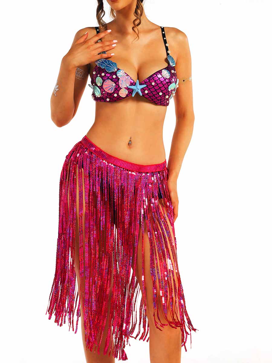 Marine Style Fuchsia Shiny Two-Piece Set - Image 2