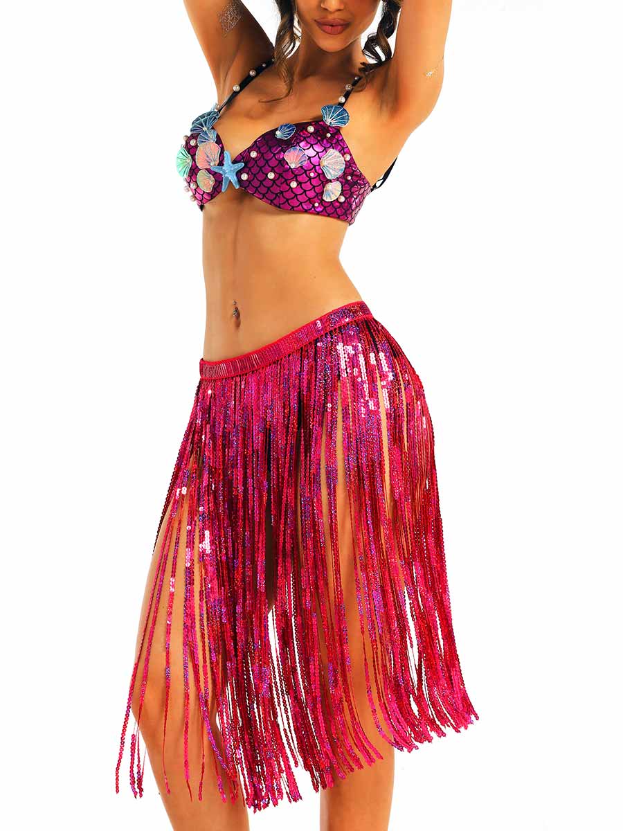 Marine Style Fuchsia Shiny Two-Piece Set - Image 3