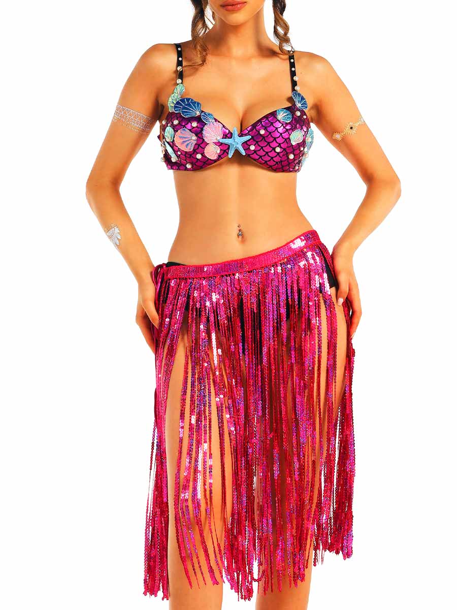 Marine Style Fuchsia Shiny Two-Piece Set - Image 4
