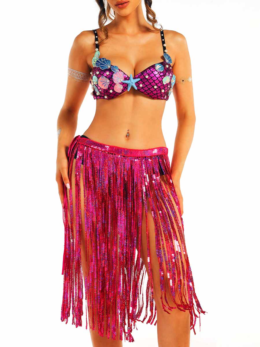 Marine Style Fuchsia Shiny Two-Piece Set - Image 6