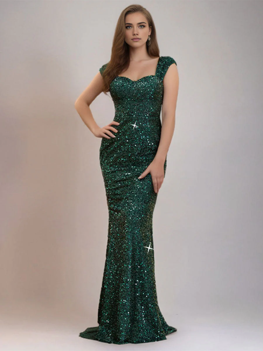 Mermaid Sequin Spaghetti Strap High-Waist Gown - Image 5